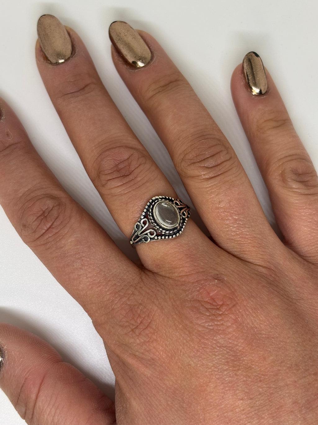 Anello regolabile con pietra - Quarzo Ialino