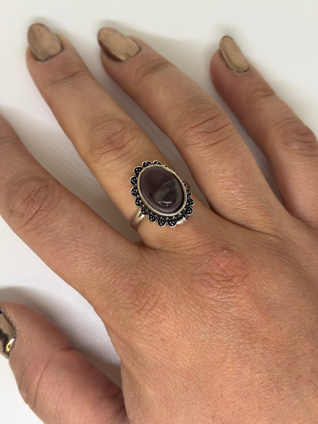 Anello regolabile con pietra - Ametista