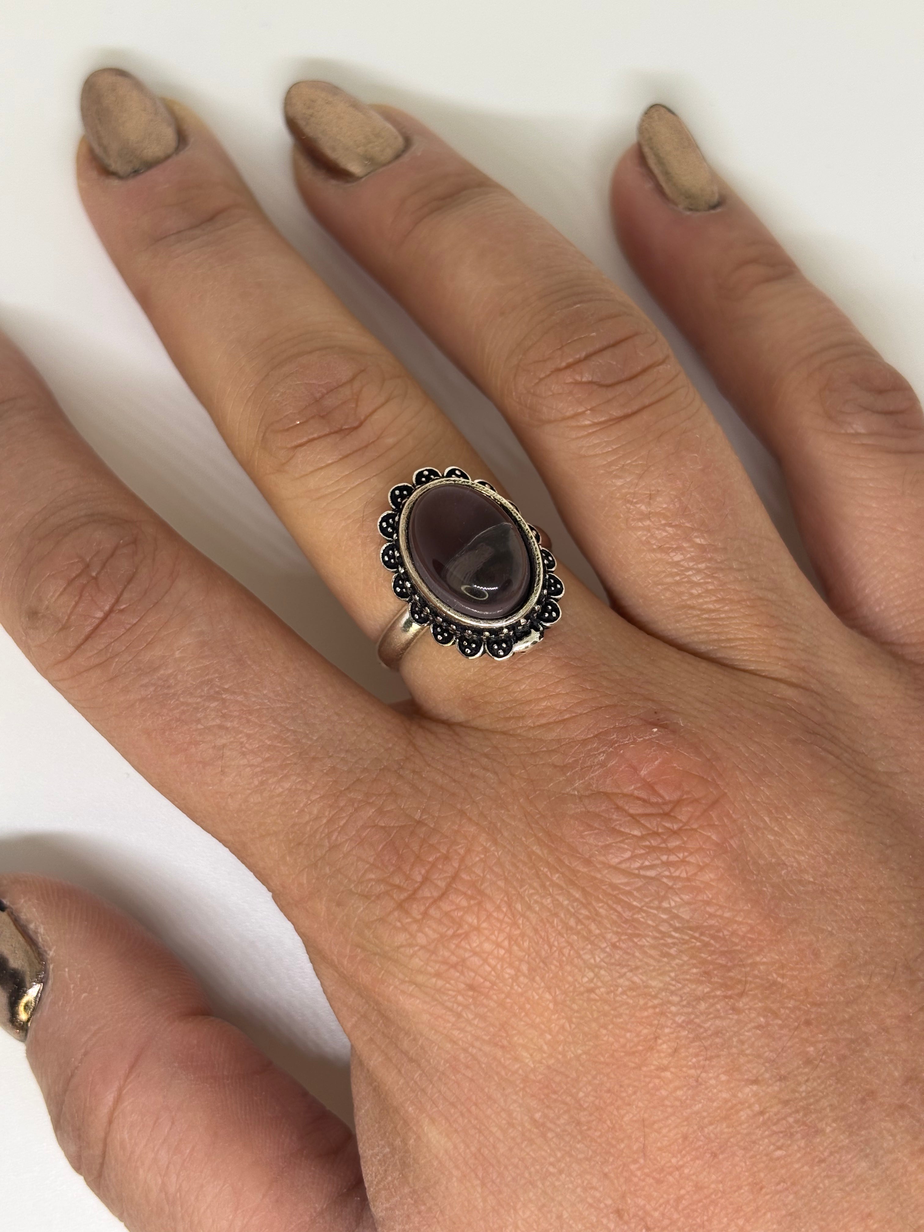 Anello regolabile con pietra - Ametista