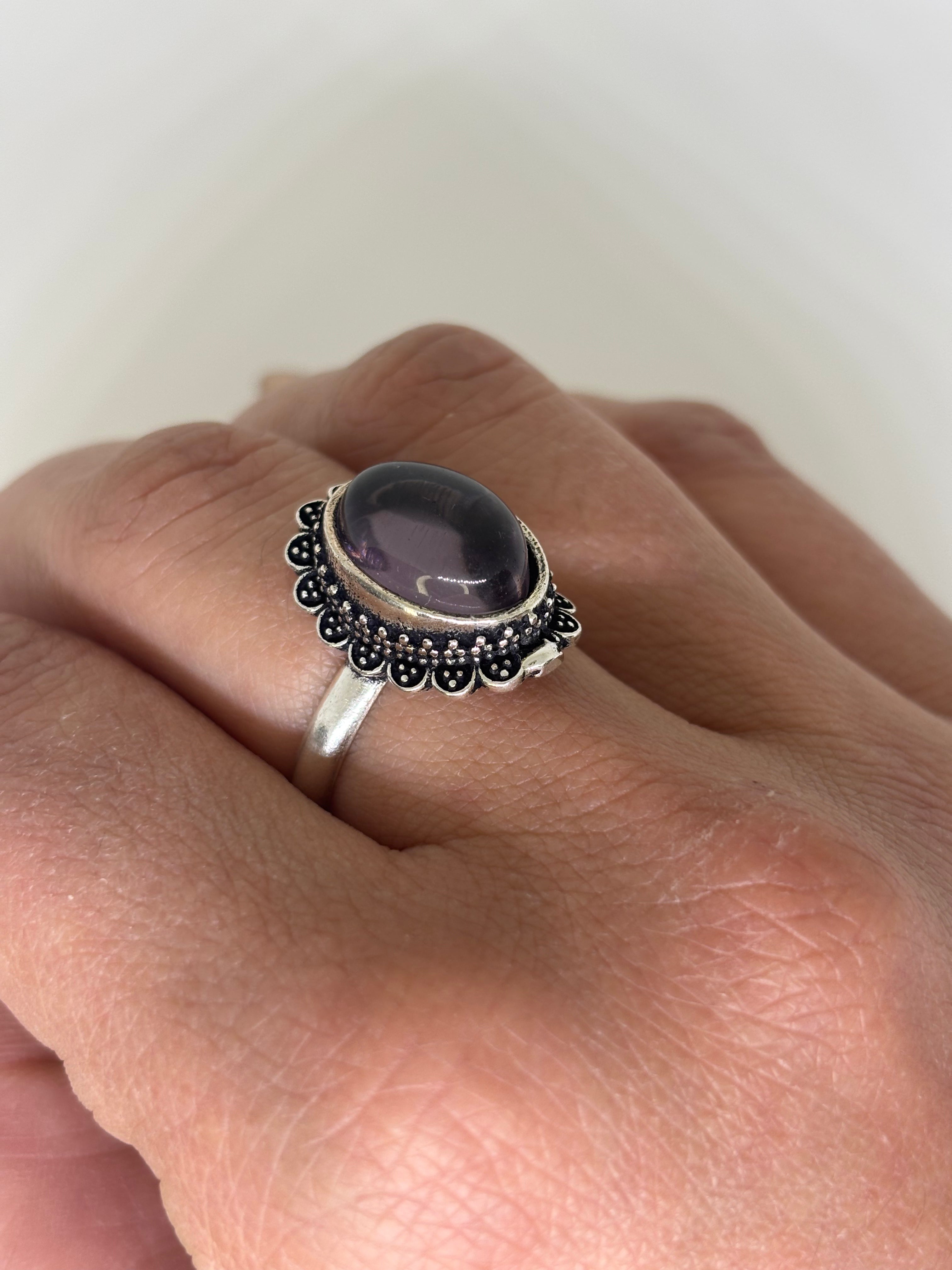 Anello regolabile con pietra - Ametista