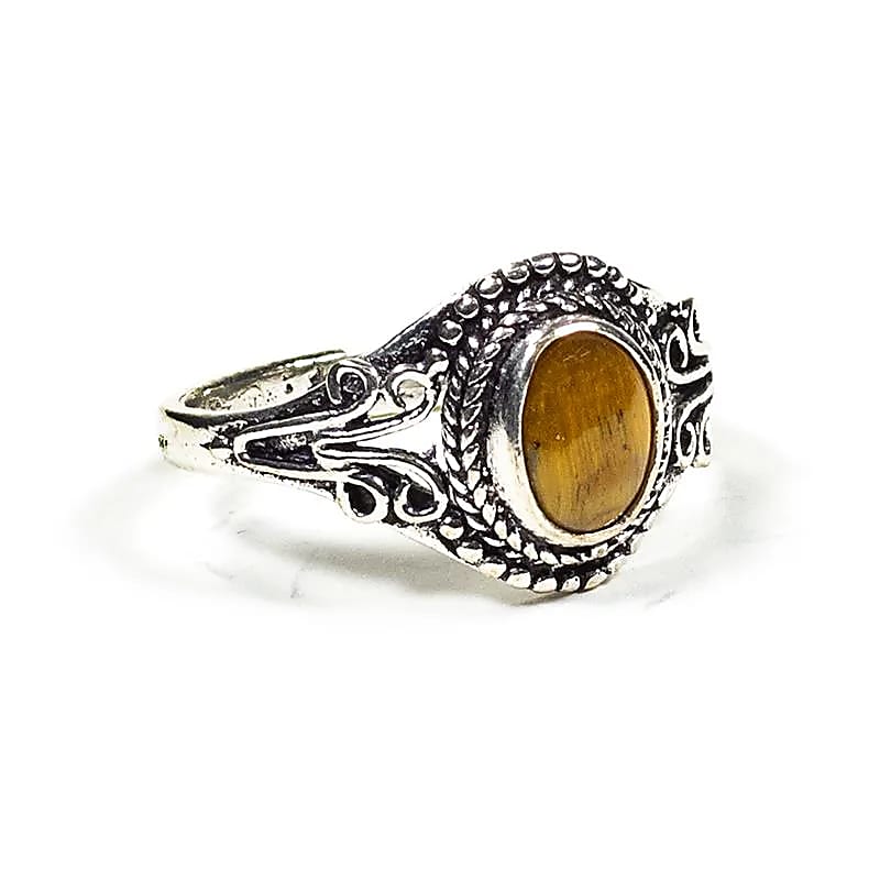 Anello regolabile con pietra - Occhio di tigre